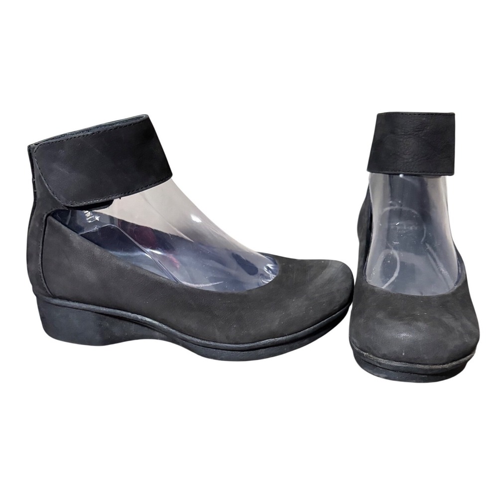 Dansko Black Suede Ankle-Cuff Flats